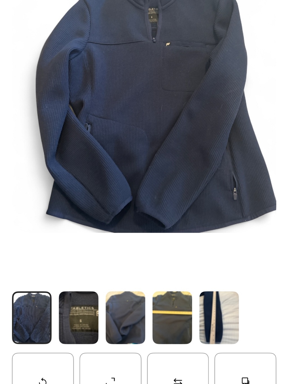 Fabletics Men's Navy Ribbed Quarter-Zip Shirt Jacket